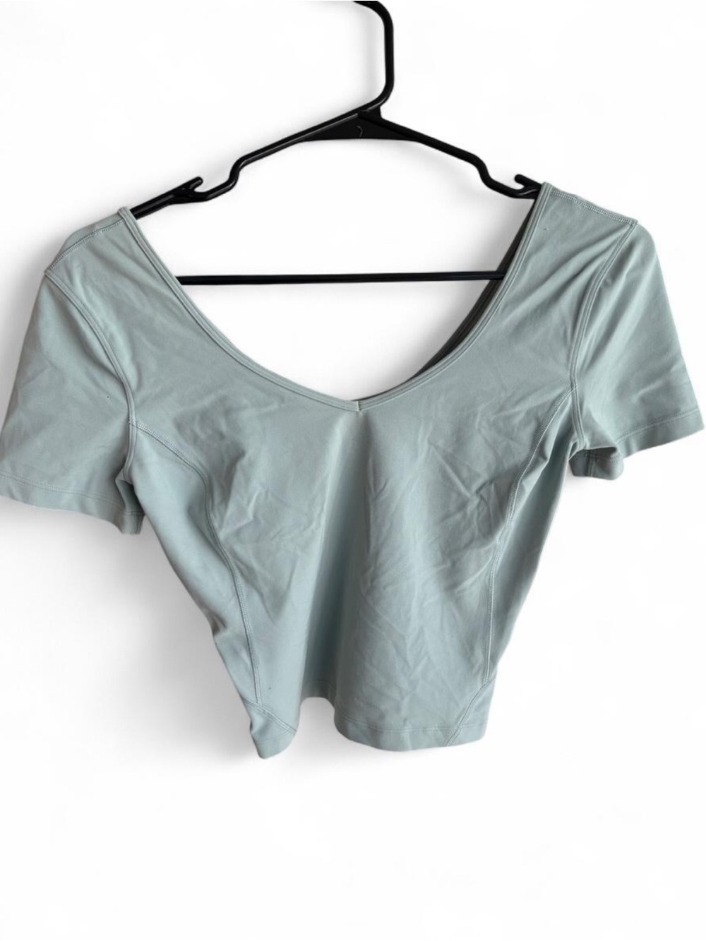 lululemon athletica Light Sage V-Neck Cropped Tee - Women - Picture 1 of 3